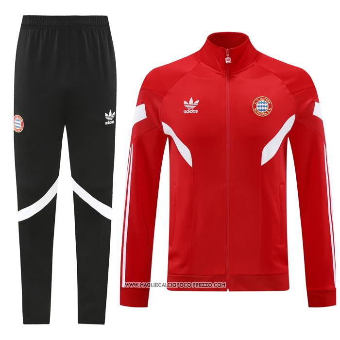 Tuta da Track Giacca Bayern Monaco Bambino Rosso 24-25 Bianco
